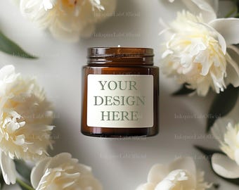 Candle Mockup Template: White Soy Candle, POD Design (JPEG Digital Download)