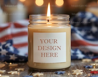 Candle Mockup: White Soy Candle Template (JPEG Digital Download)