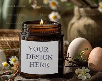 Easter Candle Mockup: Soy Candle Template (Digital Download)
