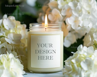 Candle Mockup Template: White Soy Candle POD (JPEG Digital Download)