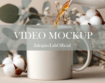 Mug Video Mockup | Neutral Aesthetic | Realistic Lifestyle Interior | Print on Demand | MP4