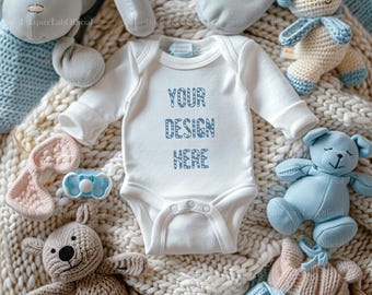 Baby Shower Card Mockup: Neutral Nursery JPEG Template