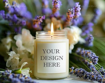 Candle Mockup Template: White Soy Candle POD (JPEG Digital Download)