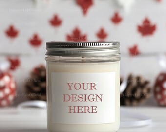 Candle Mockup Template: White Soy Candle, POD Design (Digital Download)