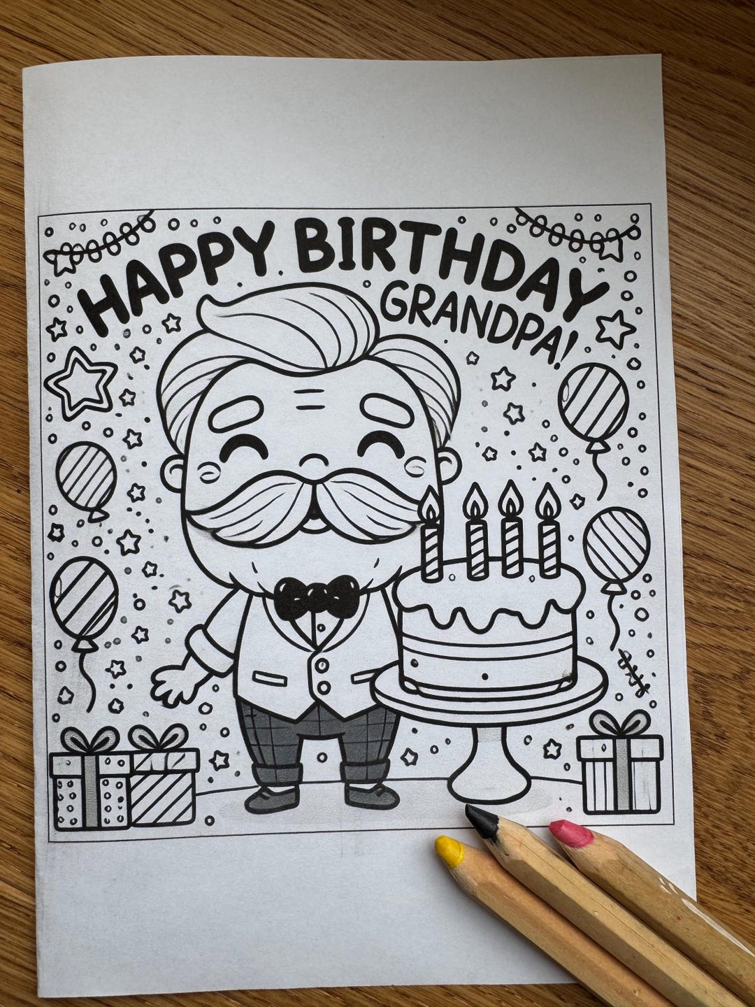 Printable Grandparent Birthday Card for Kids to Color Fun & Creative