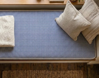 2 Inch Reading Nook Cushion Custom Bench Cushion Blue Gingham Seat