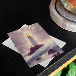 Malerische Lavendel Leuchtturm Grußkarten Set, Ocean Art für Liebesbriefe, Geburtstagswünsche, Dankeskarten, Urlaubsgrüße, 8, 16, 24 Stück