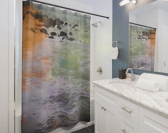 Seafoam Green Coastal Shower Curtain: Boho Beach House Bath Decor