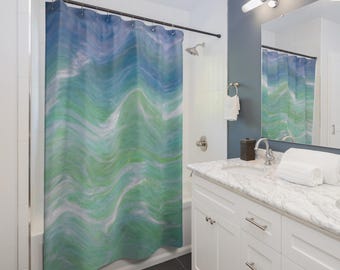Sea Foam Shower Curtain: Coastal Ocean Wave Bathroom Decor