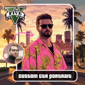 Retrato GTA personalizado, Retrato GTA, Presente para Gamer