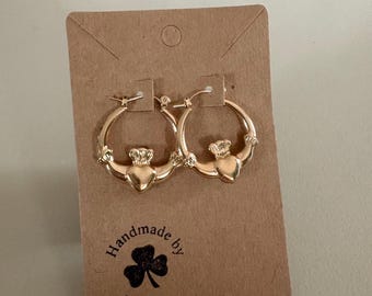Pendientes de aro Claddagh, mini aros, aros Claddagh gruesos