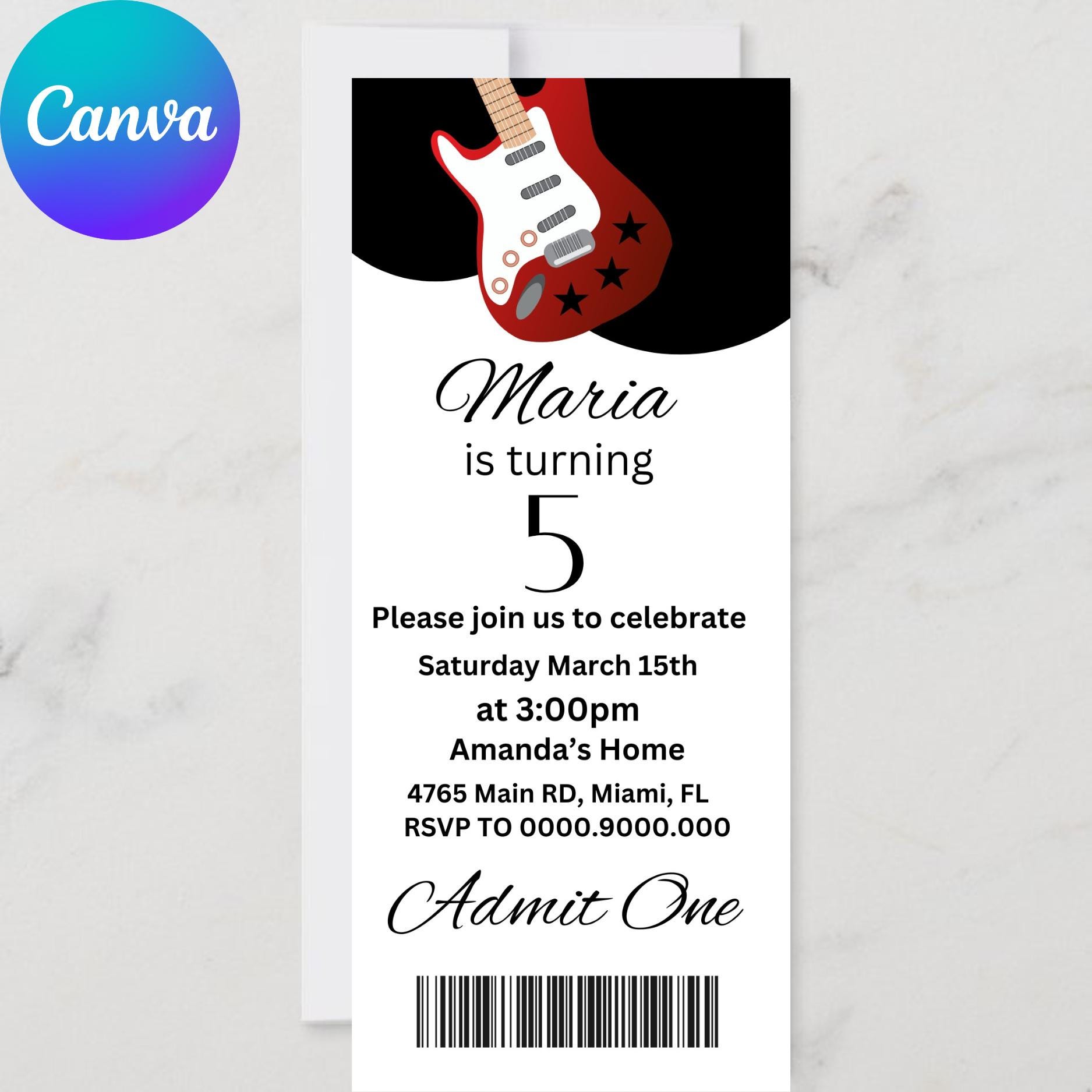 Editable Concert Ticket Template: DIY Printable Gift (canva) - Etsy