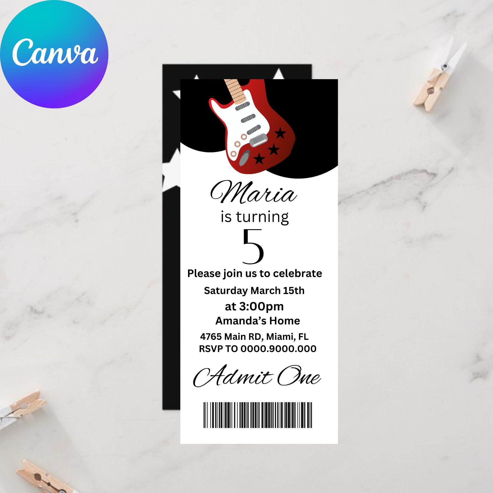 Editable Concert Ticket Template: DIY Printable Gift (canva) - Etsy