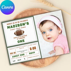 Carte de 1er anniversaire personnalisée carte de voeux de premier anniversaire modifiable Photo garçon fille joyeux anniversaire un an modèle numérique imprimable
