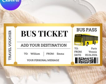 Bewerkbare sjabloon buskaartje: verrassingscadeaubon (digitale download)