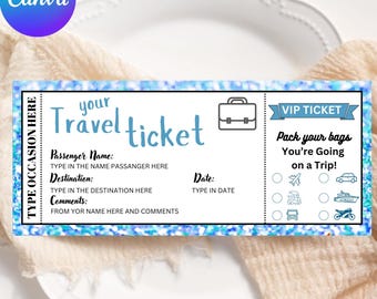 Sjabloon afdrukbaar buskaartje: verrassingsreisvoucher