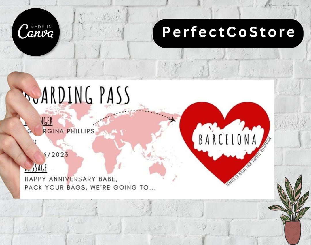 Editable Boarding Pass Template, Surprise Trip Ticket (digital Download ...
