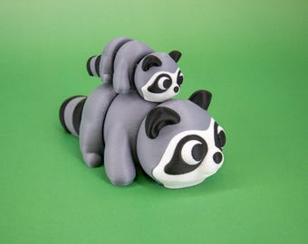 Jouet articulé Fidget Raccoon : animal flexible imprimé en 3D, mini figurine de panda poubelle, jouet de bureau anti-stress