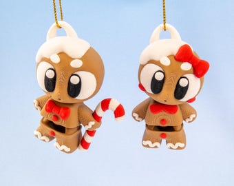 Peperkoekornamenten, set van twee: 3 inch bruine kerstversieringen, handgemaakt hangend decor