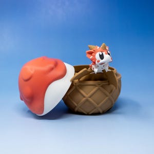3D Printed Ice Cream Dragon Fidget Toy with Waffle Egg