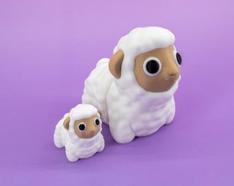 Juguete articulado de oveja: Mini animal blanco, figura flexible de bolsillo para aliviar el estrés, adorable juguete para niños.