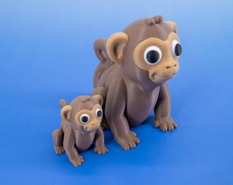 Gelede aap fidgetspeeltje mini: 3D-geprint flexi-dier, figuurtje in zak met reliëf