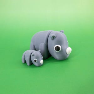 Flexi Rhino Fidget Toy – Articulated Pocket Pal Stress Relief Toy, Cute Movable Animal for Anxiety, Focus, Gifts & Desk Decor