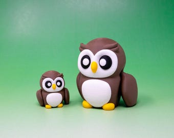 Juguete articulado de búho: minifigura flexible impresa en 3D, coleccionable para aliviar el estrés, animal articulado