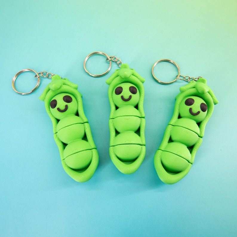 Bb Pod Keychain Pea Pod Fidget Keychain: Flexible Articulated Sensory Toy, Green ...