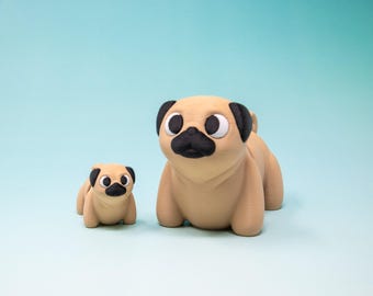 Fidget Pug Toy Articulated 3D Printed: Mini Flexi Animal Figure, Stress Relief Fidget Animal for Kids