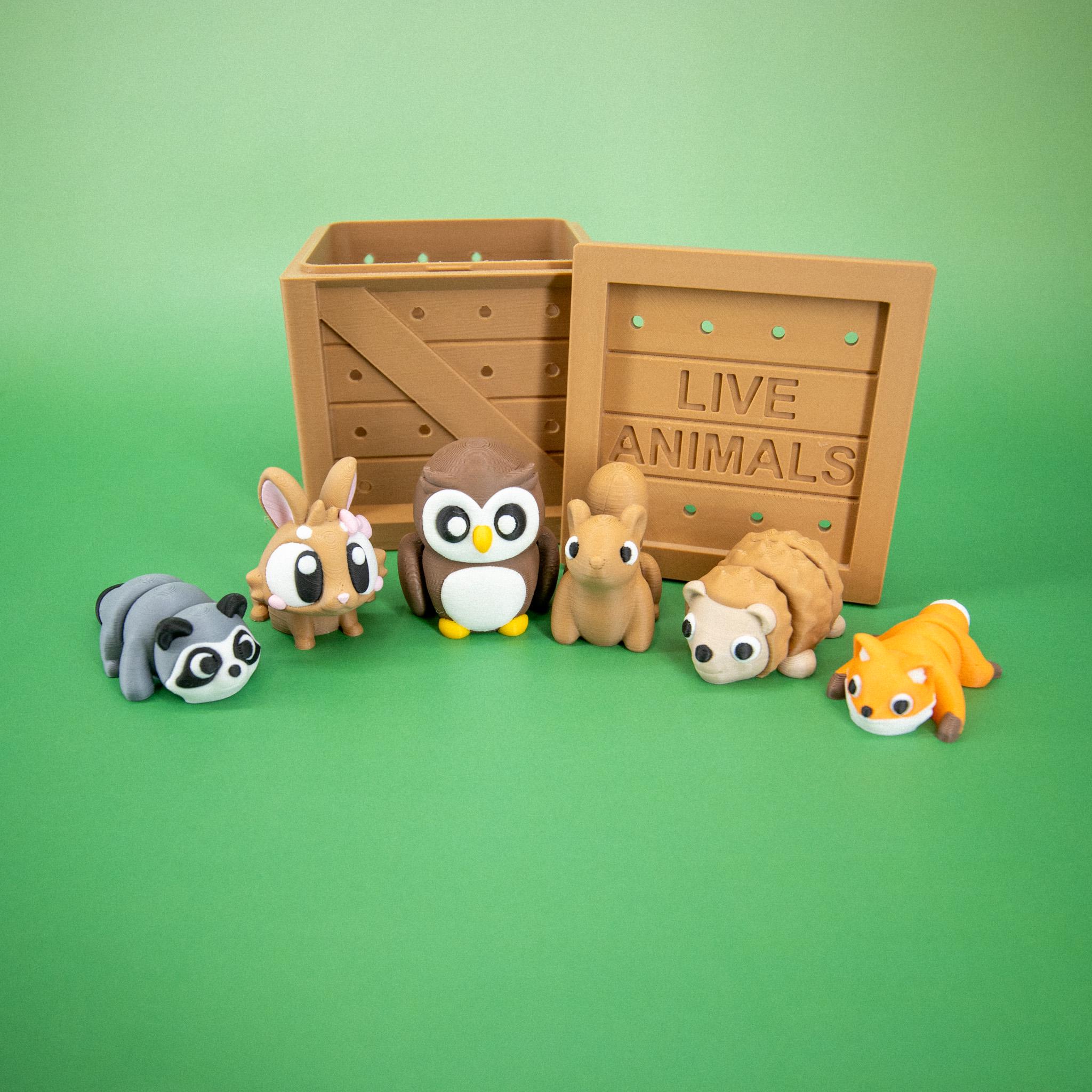 Articulated Animal Toy Set: 3D Printed Forest Mini Figures, Flexi