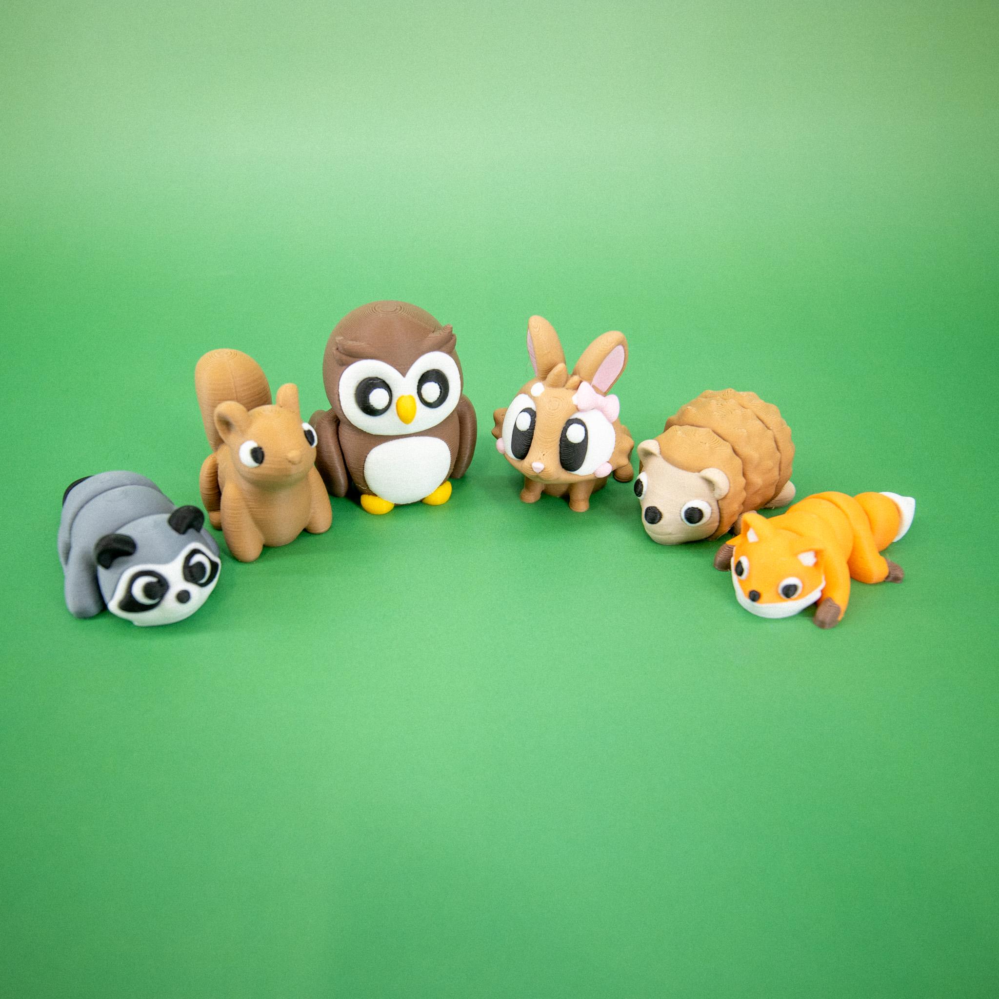 Articulated Animal Toy Set: 3D Printed Forest Mini Figures, Flexi