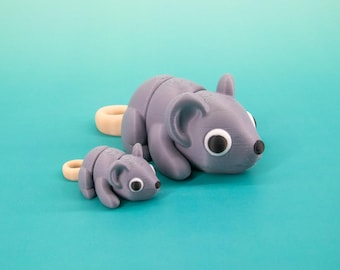 Boneco articulado de brinquedo Fidget Mouse: Mini animal de mesa impresso em 3D, brinquedo flexível para alívio do estresse sensorial