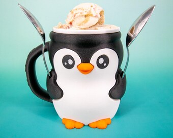 Penguin Ice Cream Pint Cozy: Sleeve for Ben & Jerry’s, Pebble Penguin Design, Reusable Holder