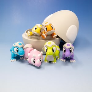 3D Printed Dinosaur Fidget Toy Set: Articulated Mini Animals with Dino Egg