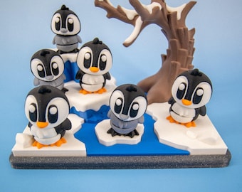 Mini pinguïnset Fidget-speelgoed: gelede dieren, wintersneeuwscène, bureaudecor, stresscadeau