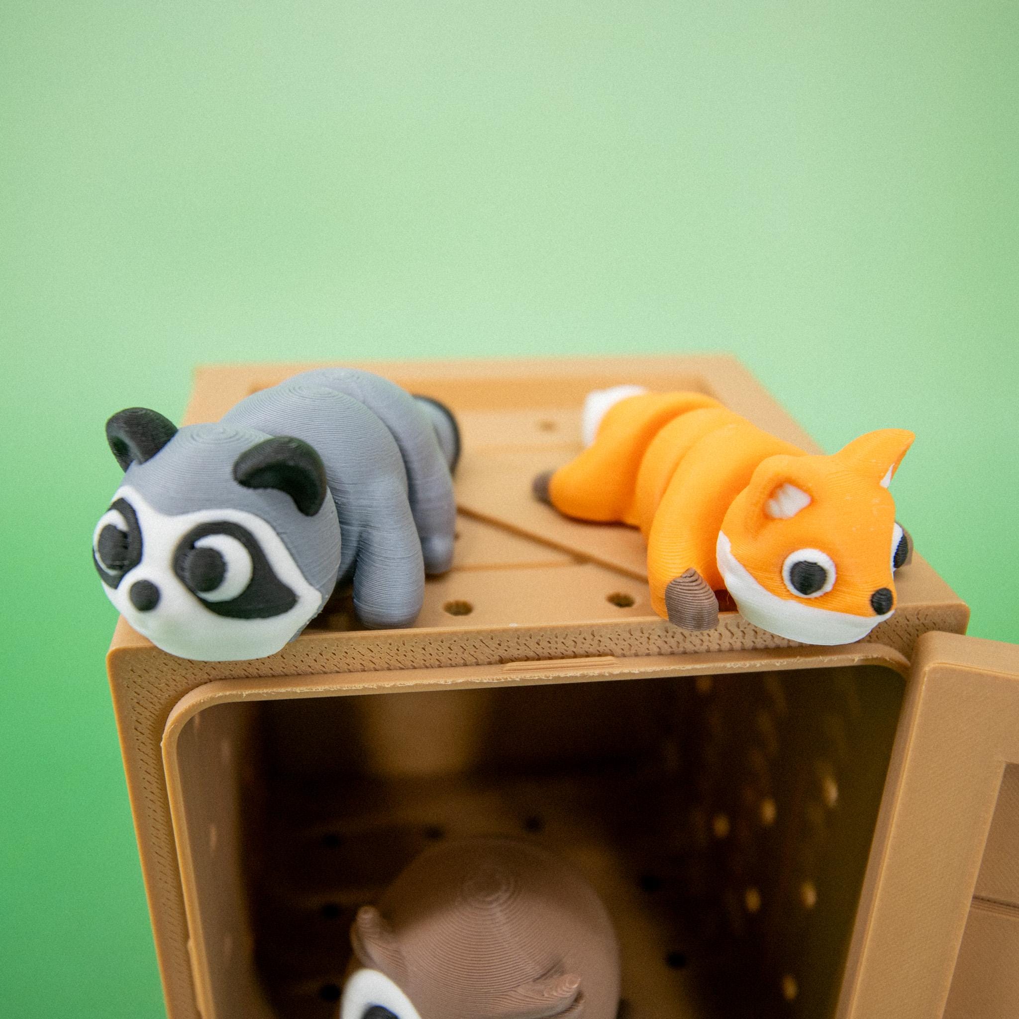 Articulated Animal Toy Set: 3D Printed Forest Mini Figures, Flexi