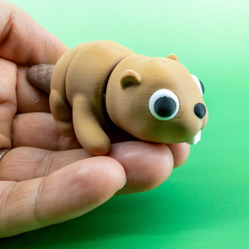 Beaver Fidget Toy 3D Printed: Articulated Flexi Mini Animal, Pocket ...