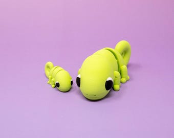 Chameleon Fidget Toy: 3D Printed Articulated Flexi Animal, Mini Figure, Stress Relief Toy