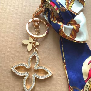 Luxury Floral keychain , Elegant Gold Plated Flower charm, Flower charm Keychain,Trendy key Holder, bag Accessory, Perfect Mother’s Day gift