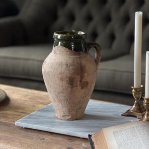 Vintage Turkish green medium pottery vase.