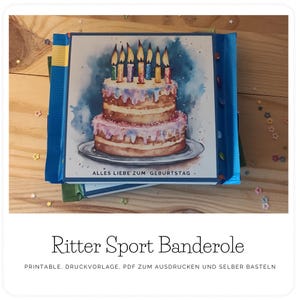 Ritter Sport banderole, 100g, last minute gift, to download and print, chocolate, packaging, souvenir, party giveaway, birthday