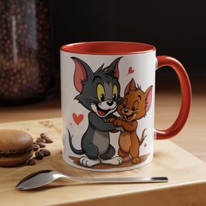 Adorable Cat & Mouse Accent Coffee Mug | Perfect Gift for Animal Lovers, Cute Coffee Cups, Valentine's Day, Birthday Gift, Fun Kitchen Decor
