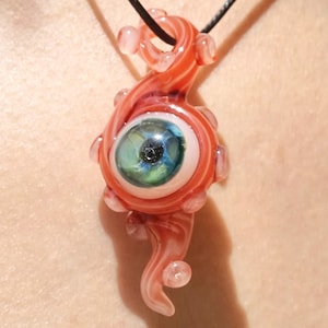 Glass Eyeball Pendant: Alternative Weird Tentacle Necklace, Fantasy Sci-Fi Jewelry