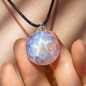 Ocean Wave Opal Pendant: Handmade Glass Art Necklace, Ethereal Gemstone Sea Pendant, Romantic Gift