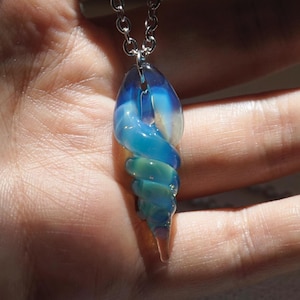 Stardew Valley Mermaid Necklace: Handmade Glass Spiral Seashell Pendant, Gift for Stardew Girls