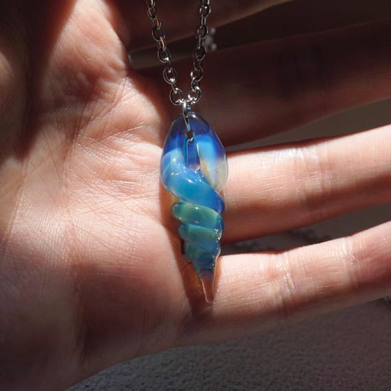 Stardew Valley Mermaid Necklace: Handmade Glass Spiral Seashell Pendant, Gift for Stardew Girls