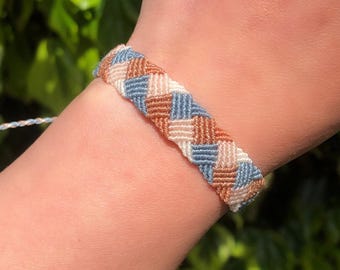 Handwoven Waxed Cord Bracelet – Geometric Checker Pattern – Adjustable – Unisex – Friendship & Surf Gift – Boho – Custom Colors