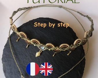 Gradient Wave Necklace Micro Macramé – PDF Tutorial French English | Snake, Diamond & Vine Knots | Step-by-Step Easy Beginner
