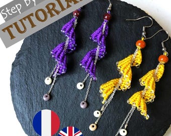 Macrame Spiral Earrings Tutorial PDF | Micro Macrame Tassel Earring Pattern | Step-by-Step Guide | English & French | Beginner Friendly